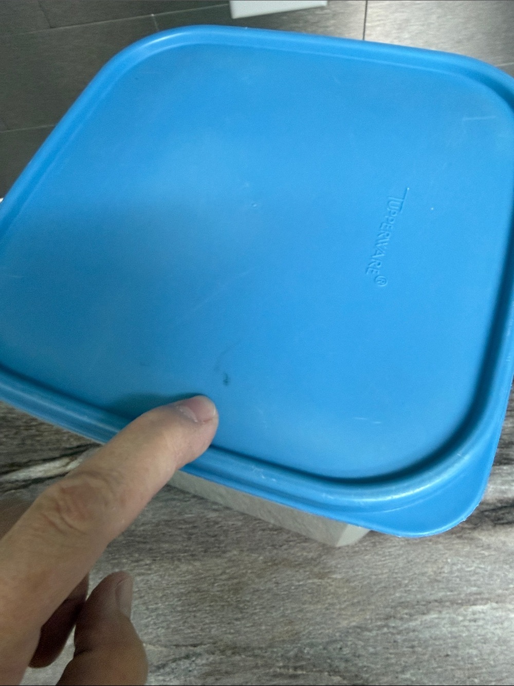 Tupperware Storage Container with Blue Lid - Picture 2 of 5